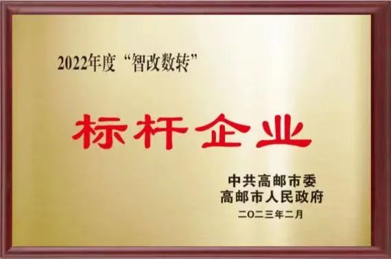 中船風(fēng)帆揚州公司入選江蘇省智能制造示范工廠(chǎng)并榮獲2022年度高郵市“智改數轉”標桿企業(yè)
